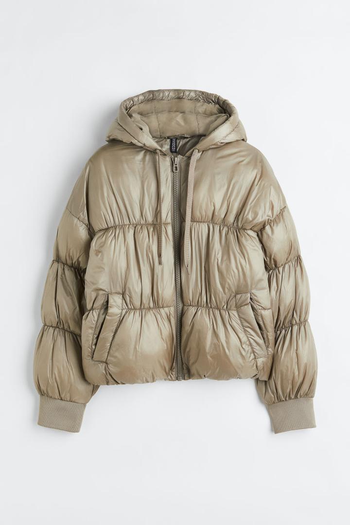 H & M - Hooded Puffer Jacket - Brown