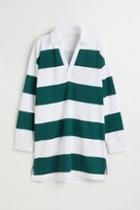 H & M - Collared Sweatshirt Dress - Green