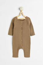 H & M - Rib-knit Cotton Romper Suit - Brown