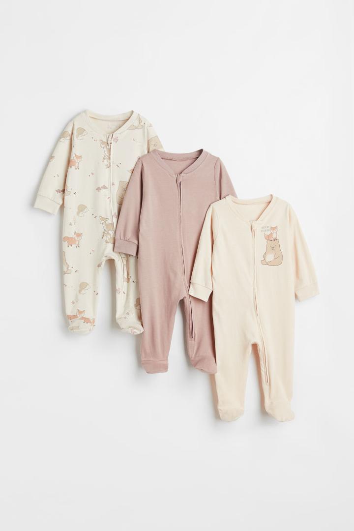 H & M - 3-pack Jumpsuits With Zipper - Orange