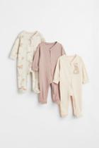 H & M - 3-pack Jumpsuits With Zipper - Orange