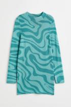 H & M - Knit Mock Turtleneck Dress - Turquoise