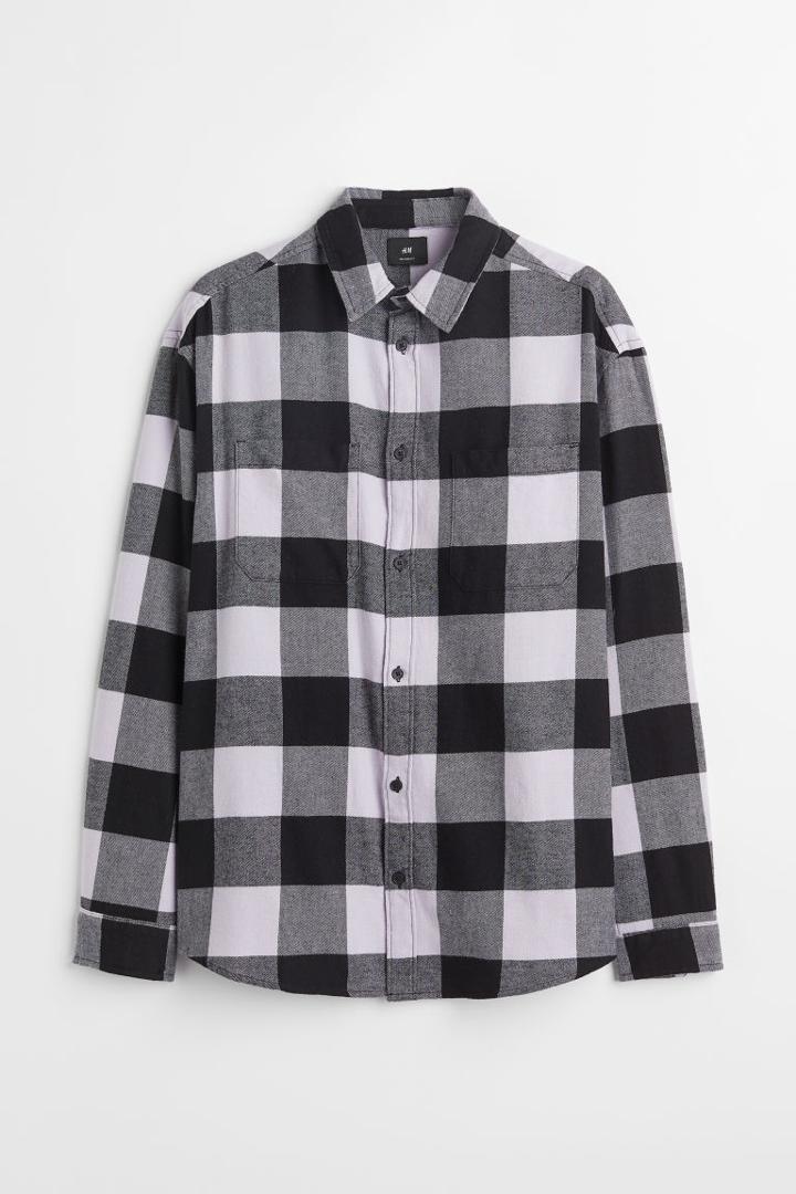 H & M - Relaxed Fit Twill Shirt - Purple