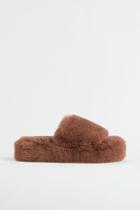 H & M - Faux Fur Slippers - Beige