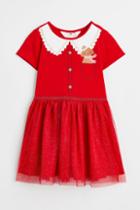 H & M - Tulle-skirt Jersey Dress - Red