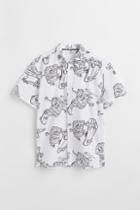 H & M - Patterned Cotton Shirt - White