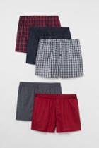 H & M - 5-pack Woven Cotton Boxer Shorts - Red