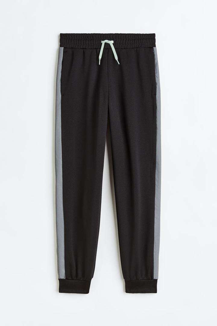 H & M - Sports Joggers With Reflective Side Stripes - Black