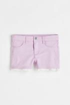 H & M - Lace-trimmed Twill Shorts - Purple