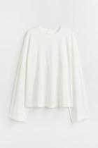 H & M - Long-sleeved Jersey Top - White