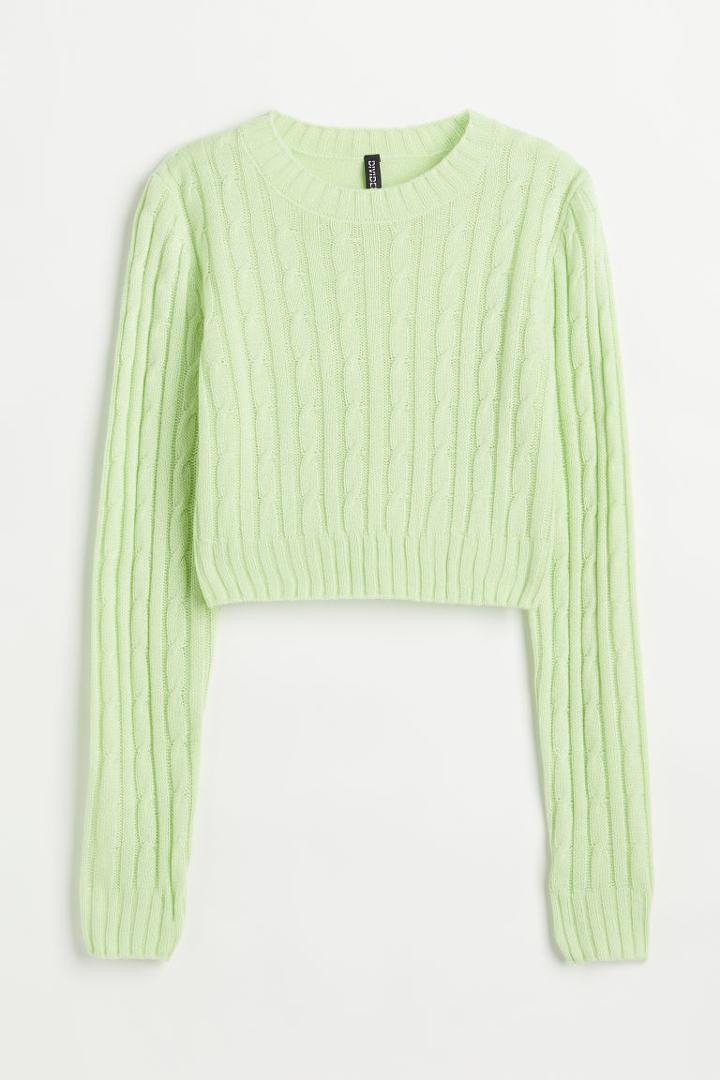 H & M - Cable-knit Sweater - Green