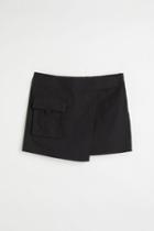 H & M - Short Wrapover Cargo Skirt - Black