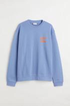 H & M - Relaxed Fit Printed Sweatshirt - Blue
