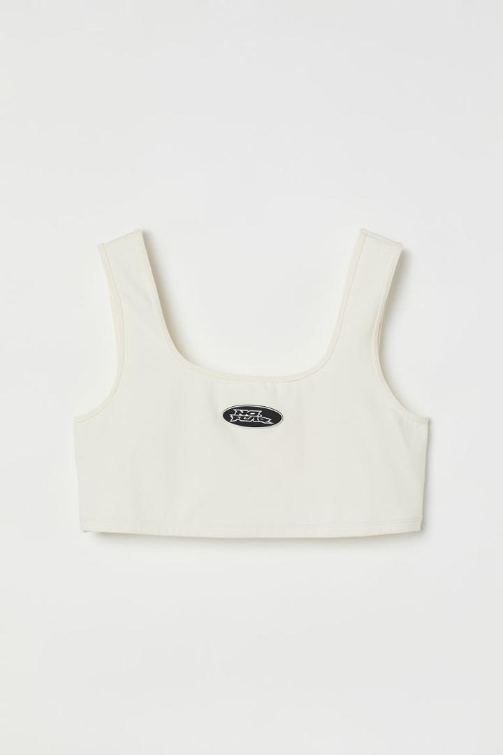 H & M - H & M+ Jersey Crop Top - White