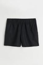 H & M - H & M+ Wide-cut Linen-blend Shorts - Black