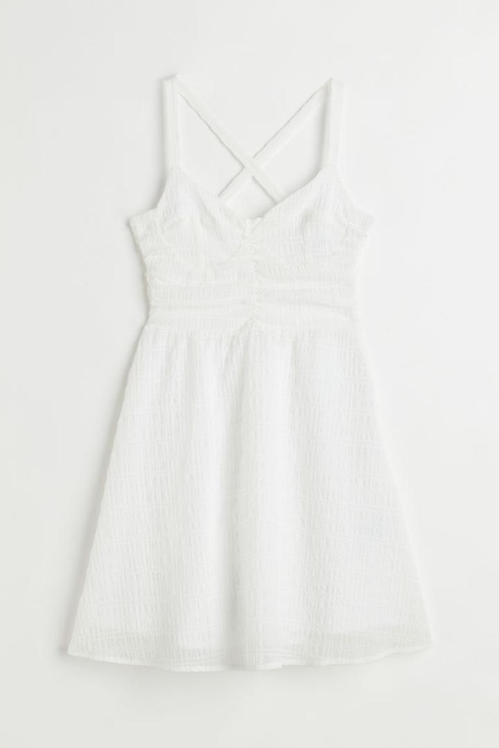 H & M - Lace-backed Dress - White