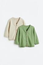 H & M - 2-pack Fine-knit Cardigans - Green