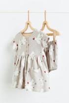 H & M - 2-piece Slub Jersey Set - Brown
