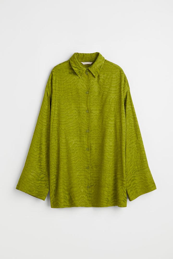 H & M - Patterned Viscose Shirt - Green