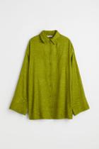 H & M - Patterned Viscose Shirt - Green