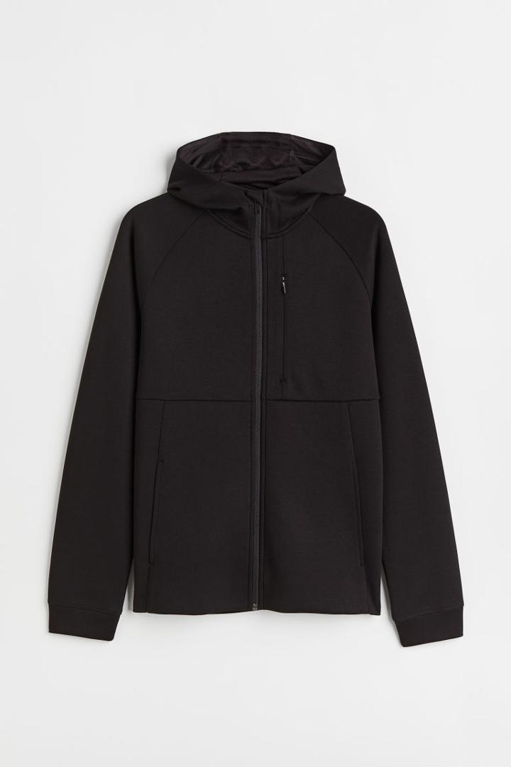 H & M - Regular Fit Fast-drying Track Jacket - Black