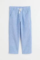 H & M - Slim Fit Linen-blend Chinos - Blue