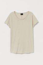 H & M - Raw-edge T-shirt - Beige