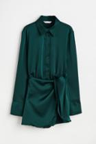 H & M - Wrapover Satin Romper - Green