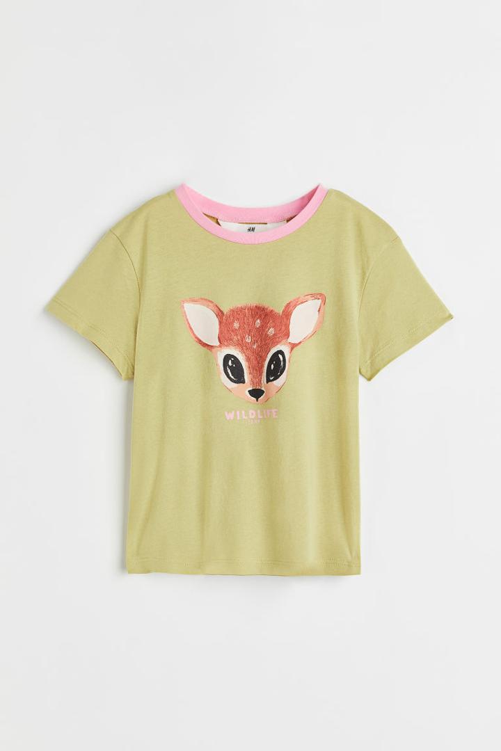 H & M - Printed Jersey Top - Yellow