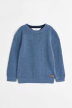H & M - Waffle-knit Cotton Sweater - Blue