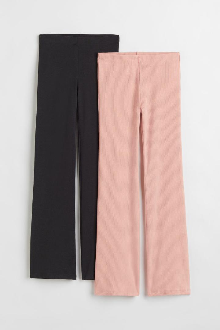 H & M - 2-pack Flared Leggings - Pink