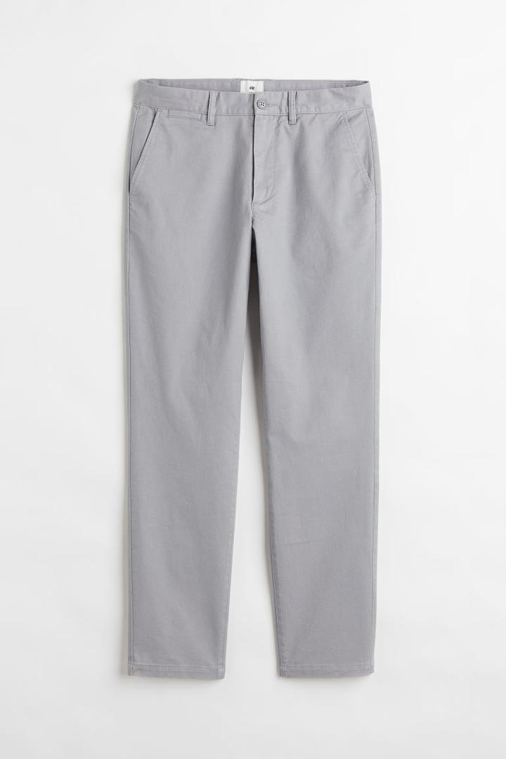 H & M - Slim Fit Cotton Chinos - Gray