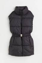 H & M - Puffer Vest With Belt - Black