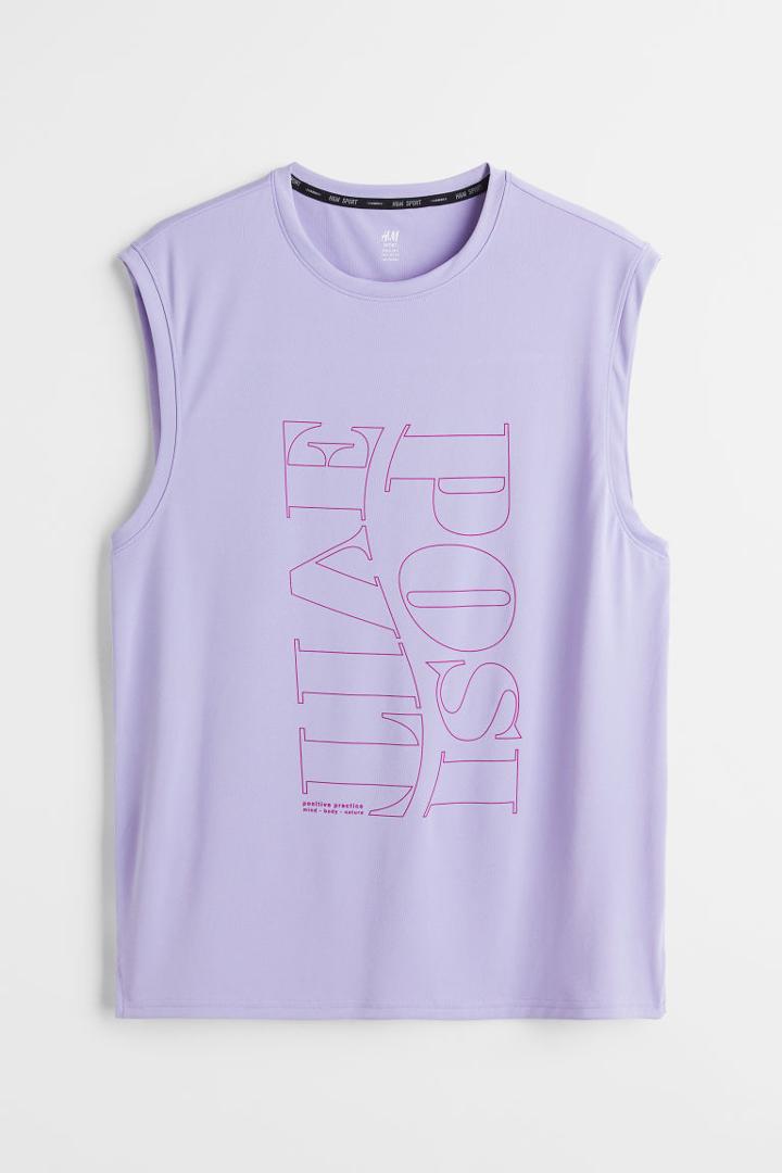 H & M - Relaxed Fit Fast-drying Sports Tank Top - Purple