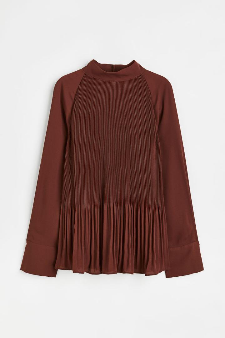 H & M - Pleated Blouse - Brown