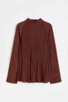H & M - Pleated Blouse - Brown