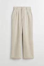 H & M - Wide-leg Corduroy Pants - Beige