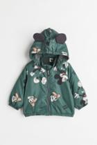 H & M - Hooded Patterned Jacket - Green