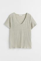 H & M - Linen Jersey Top - Green