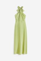 H & M - Satin Halterneck Dress - Green