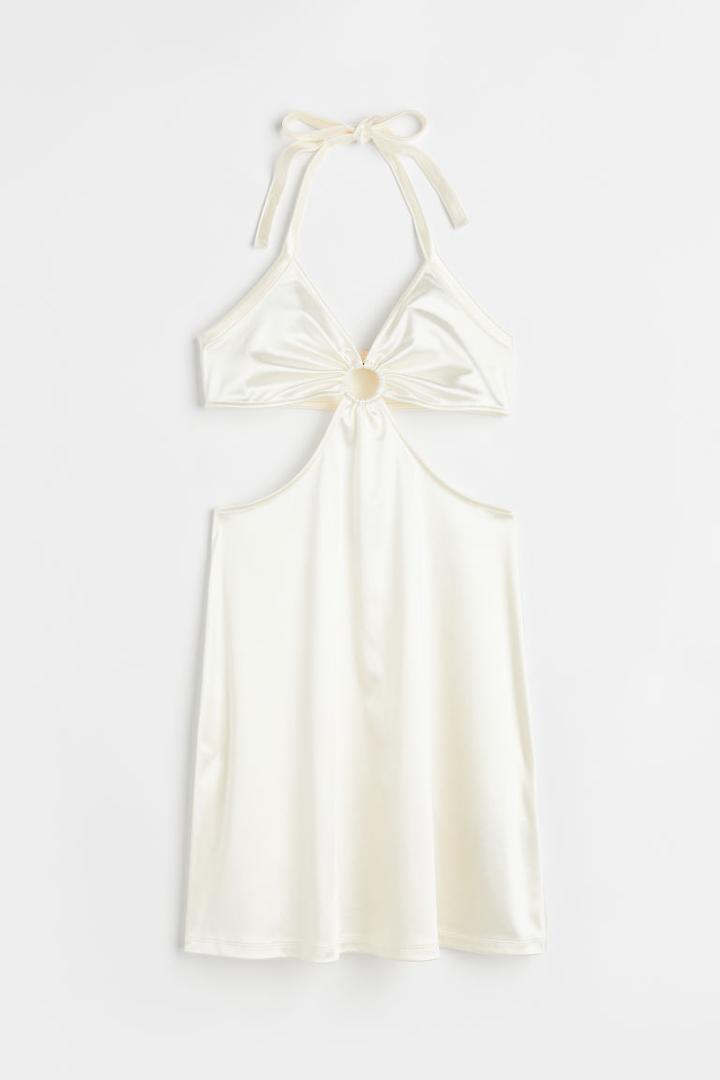H & M - Cut-out Satin Dress - White