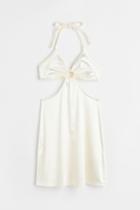 H & M - Cut-out Satin Dress - White