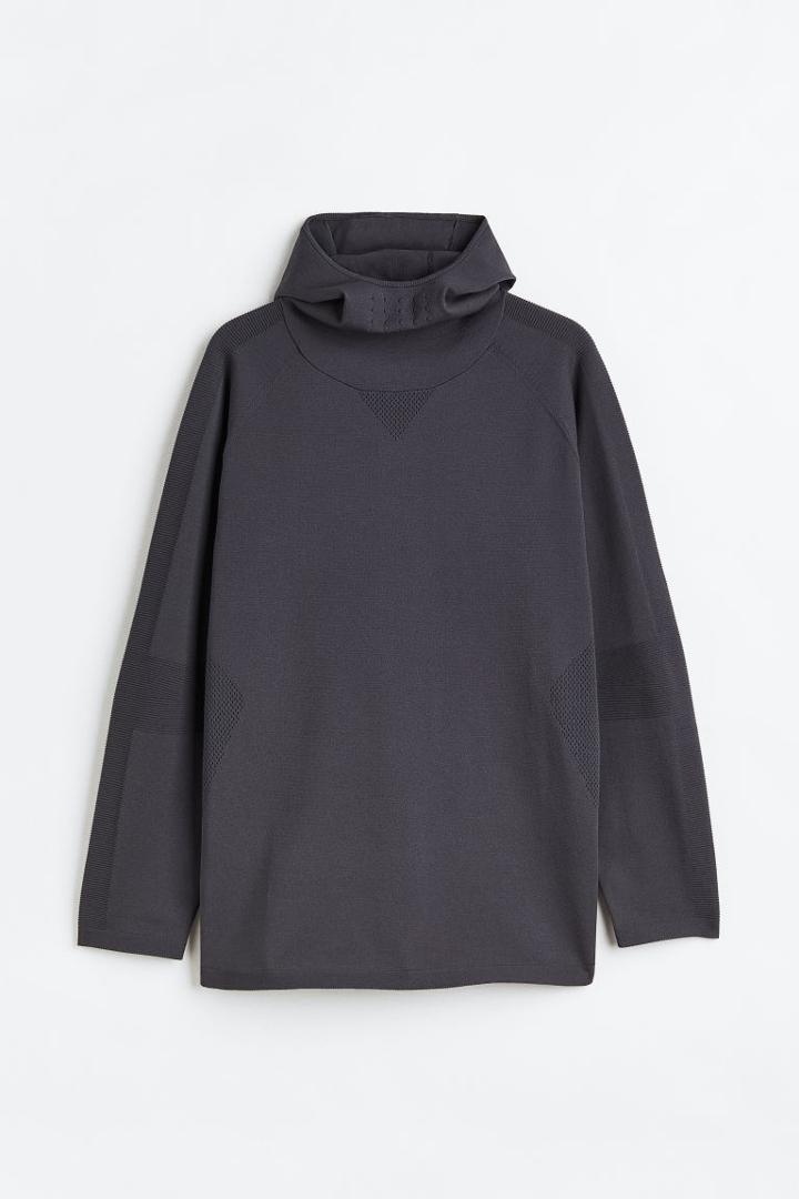 H & M - Knit Mid Layer Hoodie - Gray