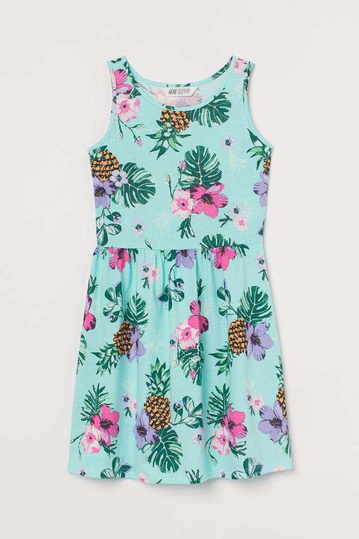 H & M - Patterned Jersey Dress - Turquoise