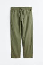 H & M - Loose Fit Linen-blend Pants - Green