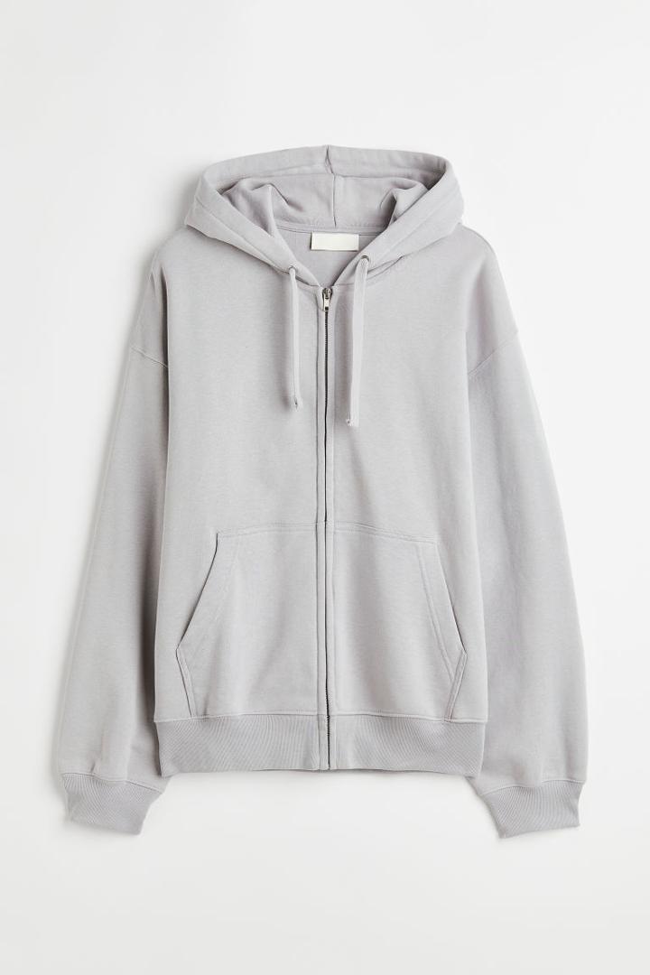 H & M - Oversized Fit Hooded Cotton Jacket - Gray