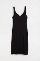H & M - Ribbed Bodycon Dress - Black