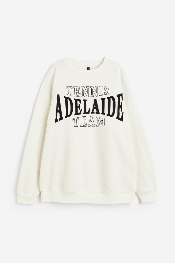 H & M - Oversized Sweatshirt With Motif - White