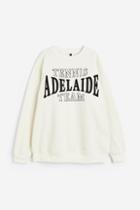 H & M - Oversized Sweatshirt With Motif - White