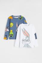 H & M - 2-pack Printed Jersey Shirts - Blue